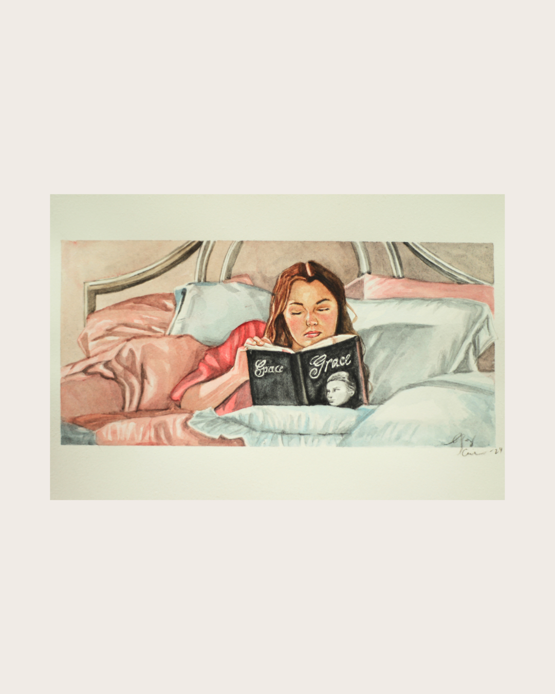 Woman With A Book | WATERCOLOR