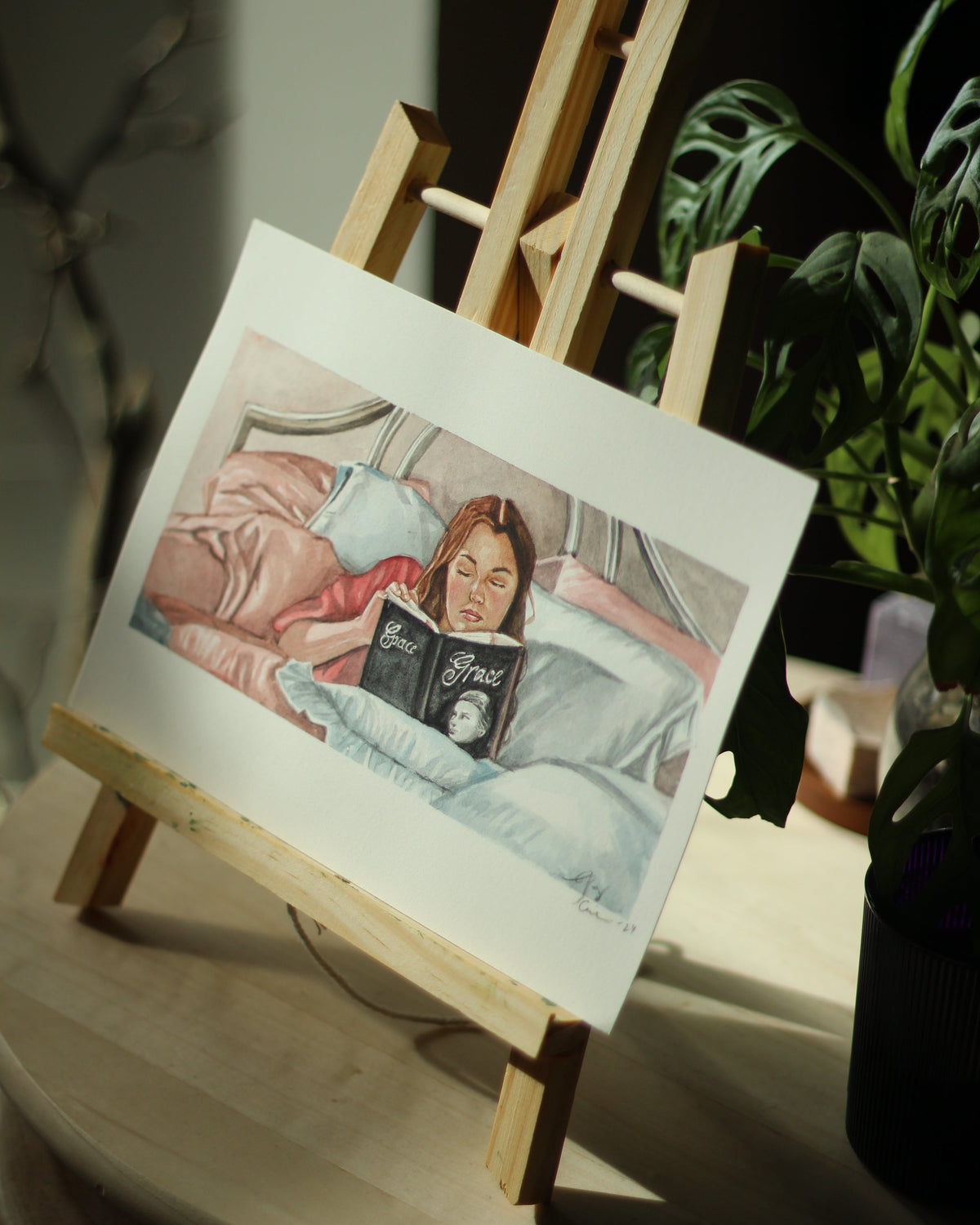 Woman With A Book | WATERCOLOR