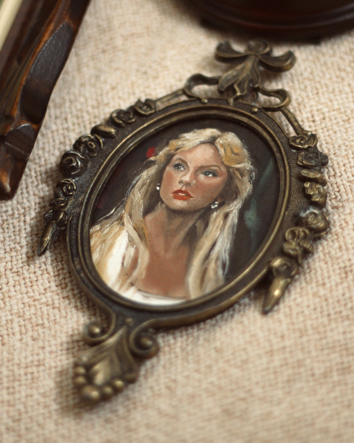 Ophelia Reimagined | Vintage Baroque Metal Frame • 16.5 × 10 cm • Original