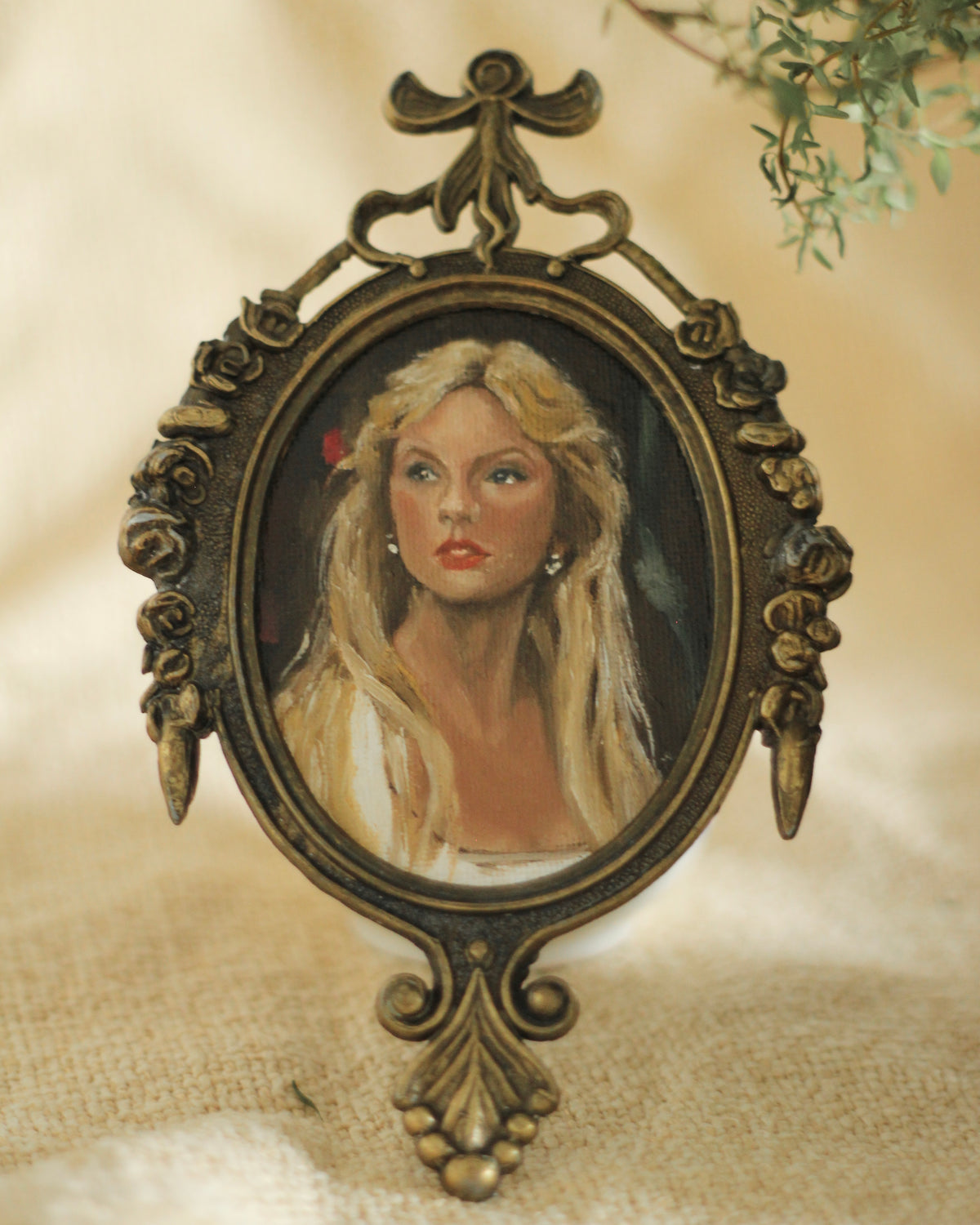 Ophelia Reimagined | Vintage Baroque Metal Frame • 16.5 × 10 cm • Original