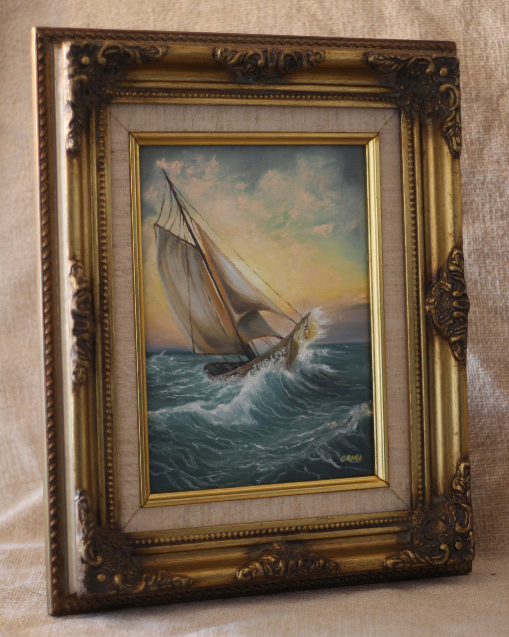 This Love: A Sail Back Home | Antique Baroque Frame · 32 × 38 cm · Original
